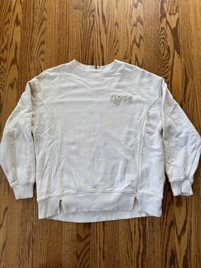 aerie Cream 'Love' Embroidered Crewneck Sweatshirt